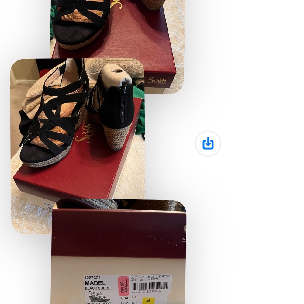 Softt Madel Black Suede Wedge Sandal